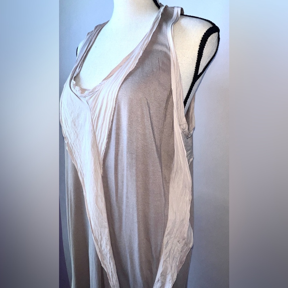 Clu Women's Gray Silk Hemp
Scoop Neck Sleeveless
Lagenlook Casual Midi Dress S - Picture 15 of 15